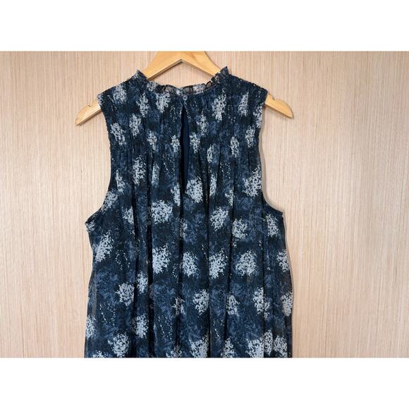 Joie Baltic Print Smocked Dress Womens Size Large Sleeveless Blue Fairy Grunge - Picture 5 of 11